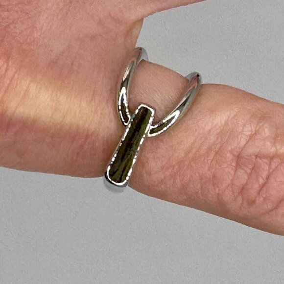 Sterling Silver 925 Adjustable Geometric Twist and Loop Ring #1447 - Picture 5 of 8